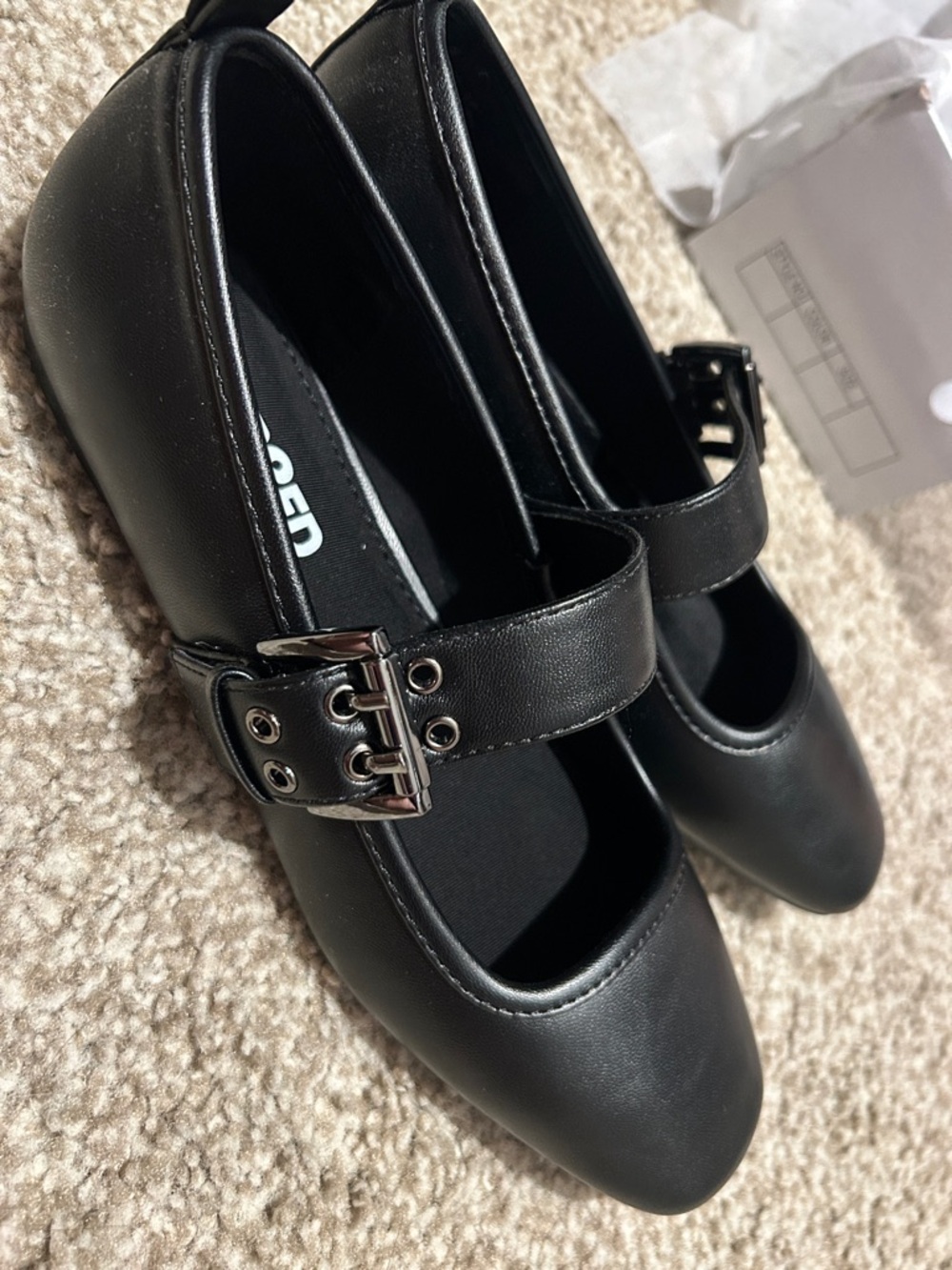Black Mary Jane Flats with Buckle Strap